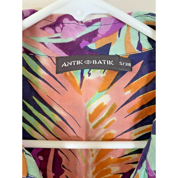 Antik Batik Tropical Floral Tunic Dress Sundress Cover Up Semi-Sheer Size SMALL - Picture 6 of 9